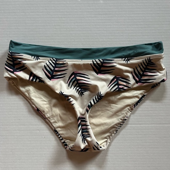 Patagonia bikini bottoms leaf print cream Shell Seeker Palms of my Heart - Picture 1 of 7